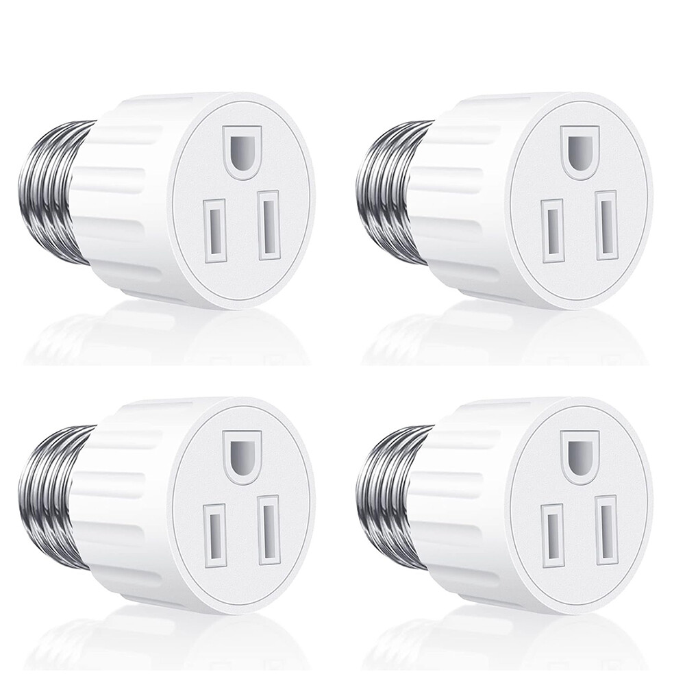 4x E26/E27 Light Socket To Plug Adapter Plug Connector Fit for 2/3 Prong Convert