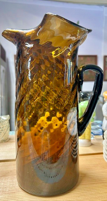 MCM hand-blown amber glass pitcher