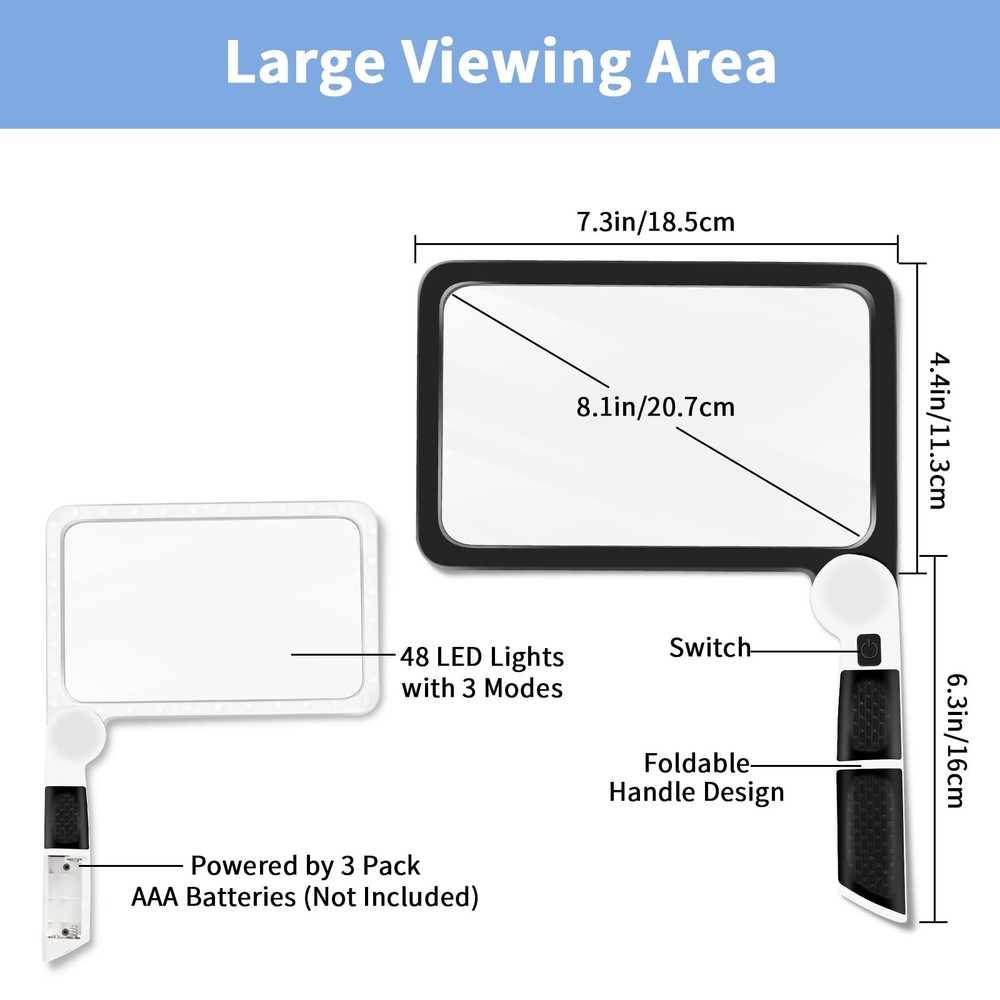 5X Magnifying Glass with Light, Lightweight Full Page Magnifier for Reading, ...