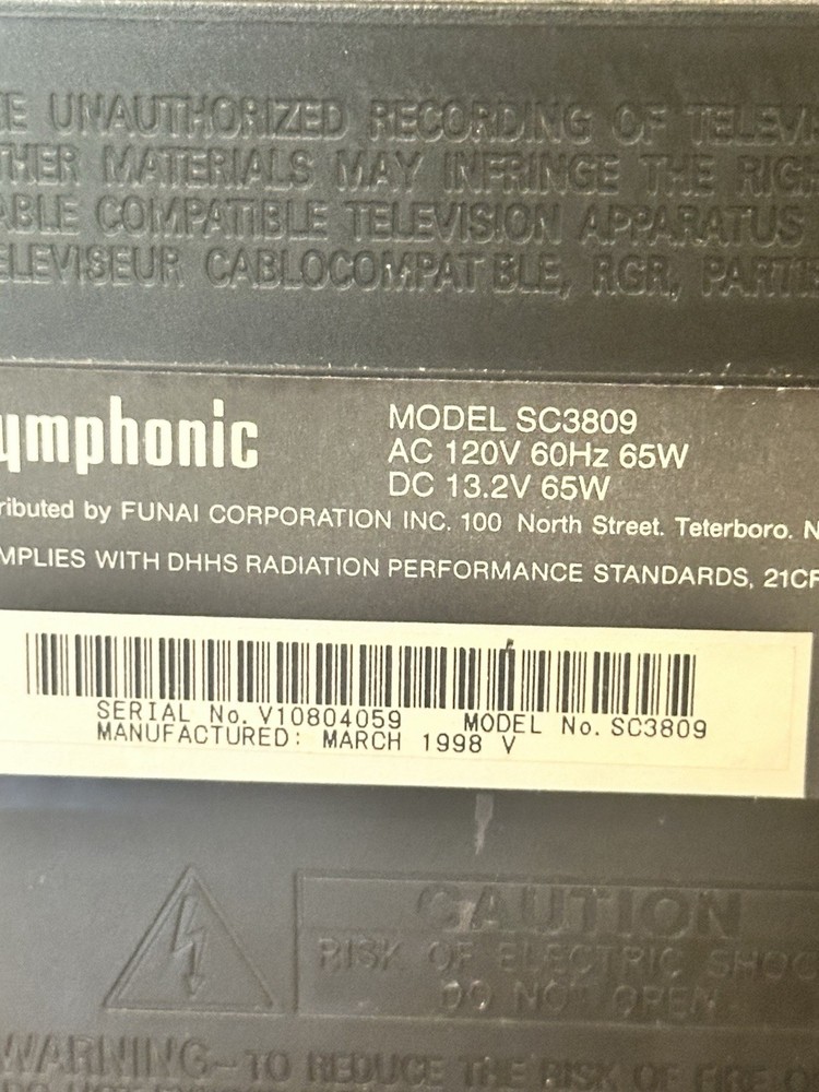 DEFECTIVE Symphonic SC3809 9 G3D