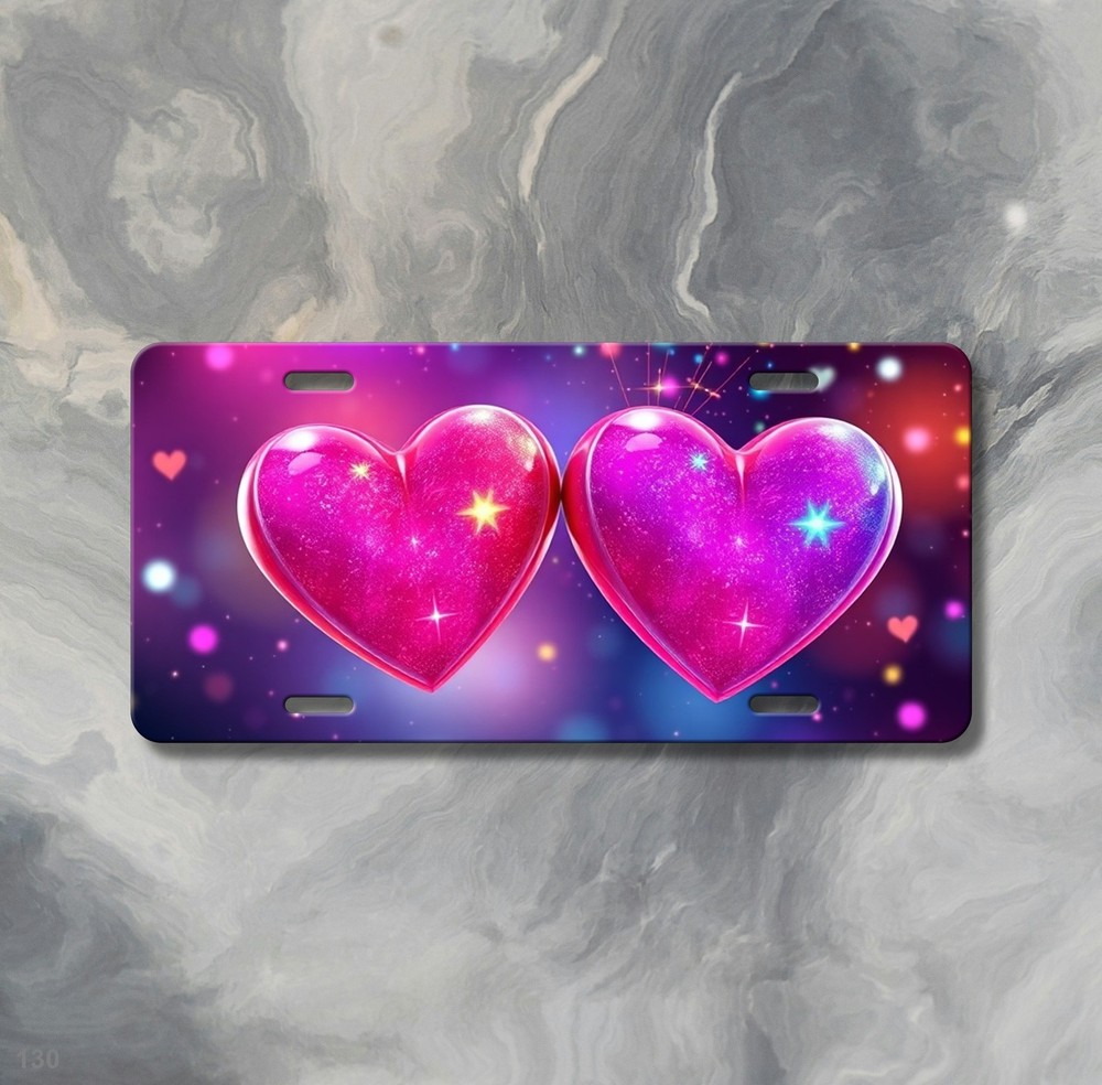 Romantic Hearts License Plate Custom Auto Tag Anniversary Gift