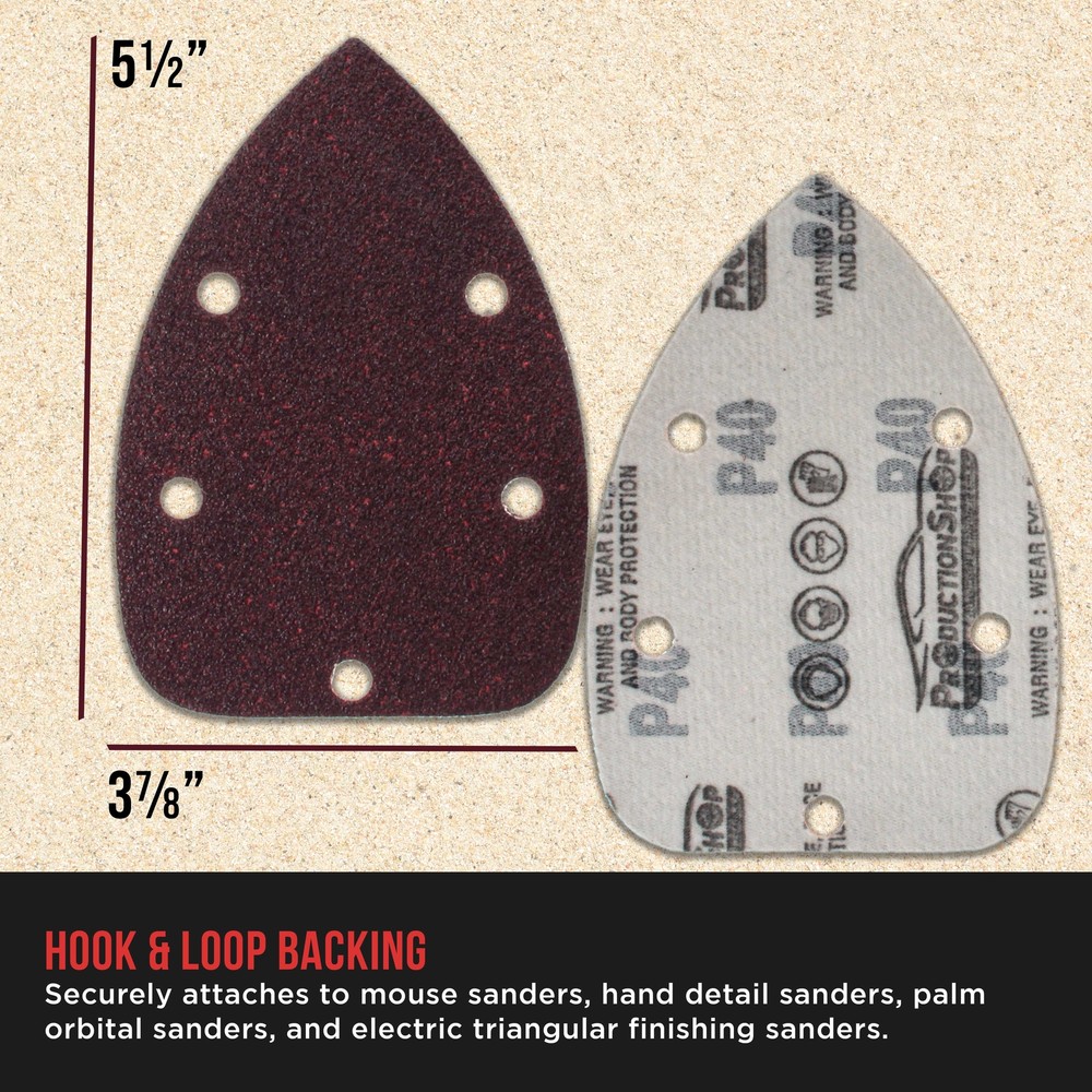 5-Hole Mouse Detail Sander Sandpapers, 100 Disc Variety Pack - Hook & Loop Disc