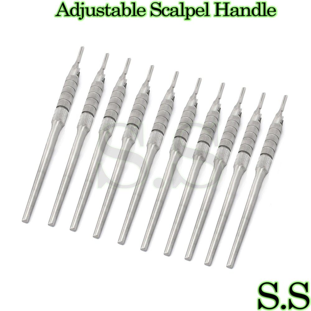 10 Pcs Scalpel Adjustable Handle No. 3 Angled 7 Position Surgical Veterinary
