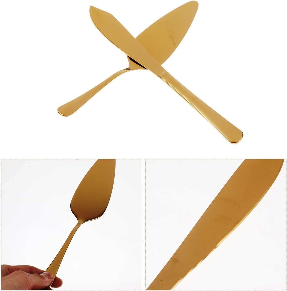 Wedding Cake Cutting Set Elegant Knife Server Pie Cutter Spatula Gold
