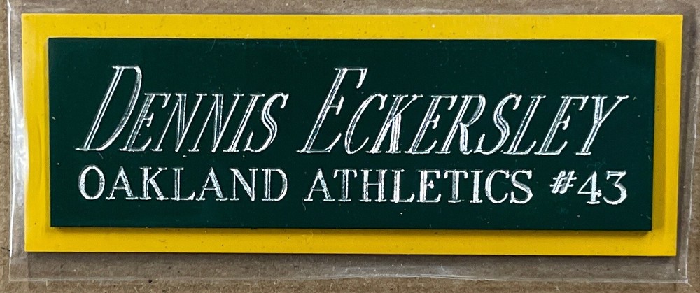 DENNIS ECKERSLEY A's NAMEPLATE FOR AUTOGRAPHED SIGNED Baseball Display CUBE CASE