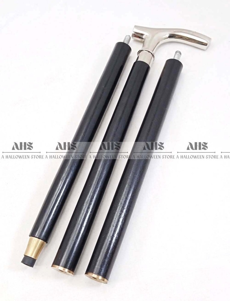 Black Wooden Walking Cane Brass Head Handle Canes Walking Stick Solid Gift