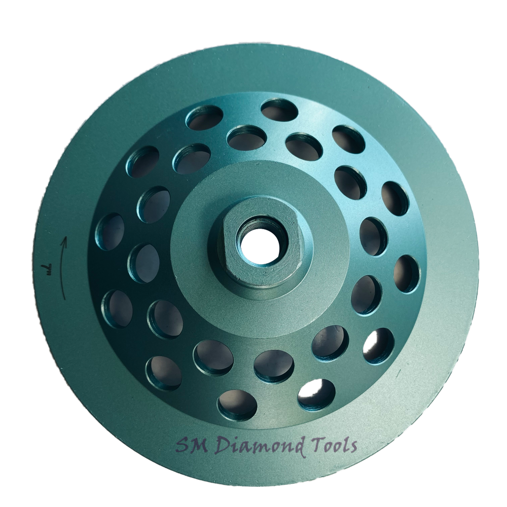 7" Premium Double Row Cup Wheel 5/8" Threaded Concrete Surface Grinding
