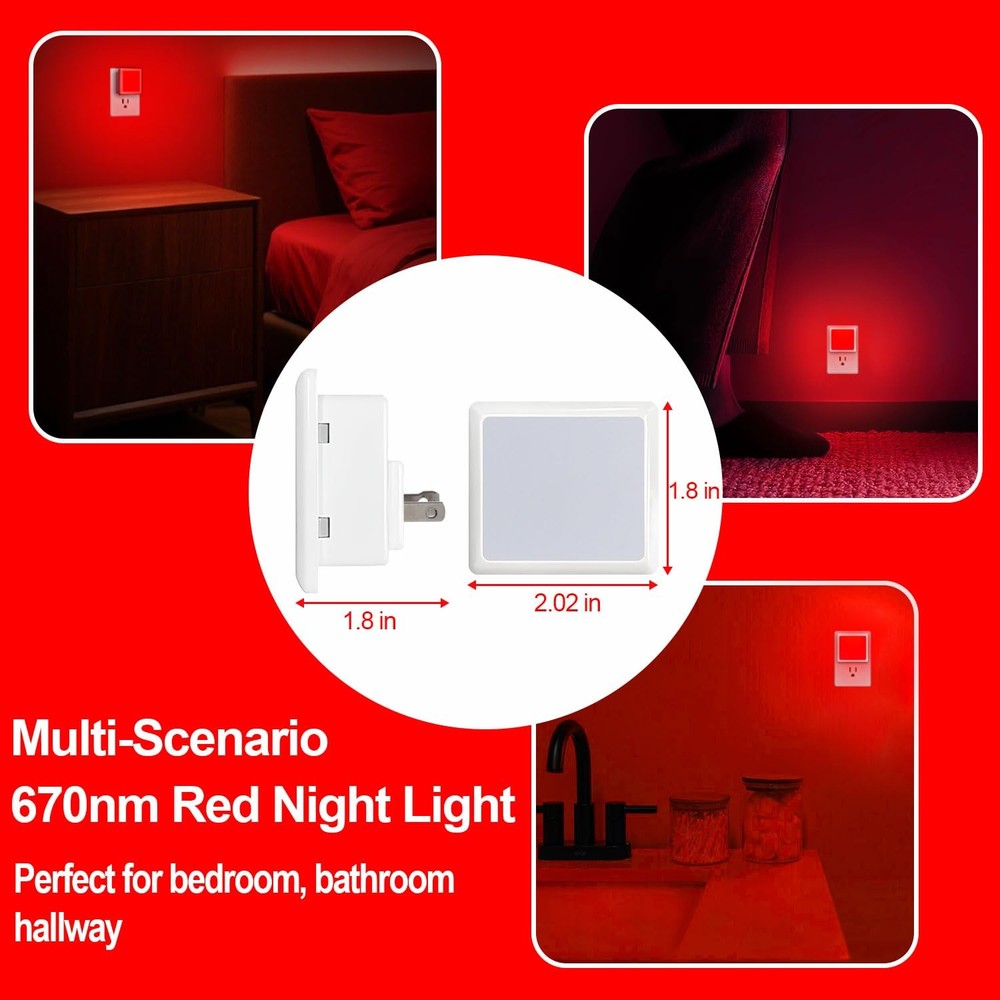 Finezeal 670nm Red Light Night for Sleep[2 Pack]- Zero Blue 2 Pack,