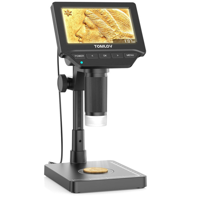 TOMLOV DM4W Microscope with Weighing Scale: 4.3" Digital Coin Microscope...