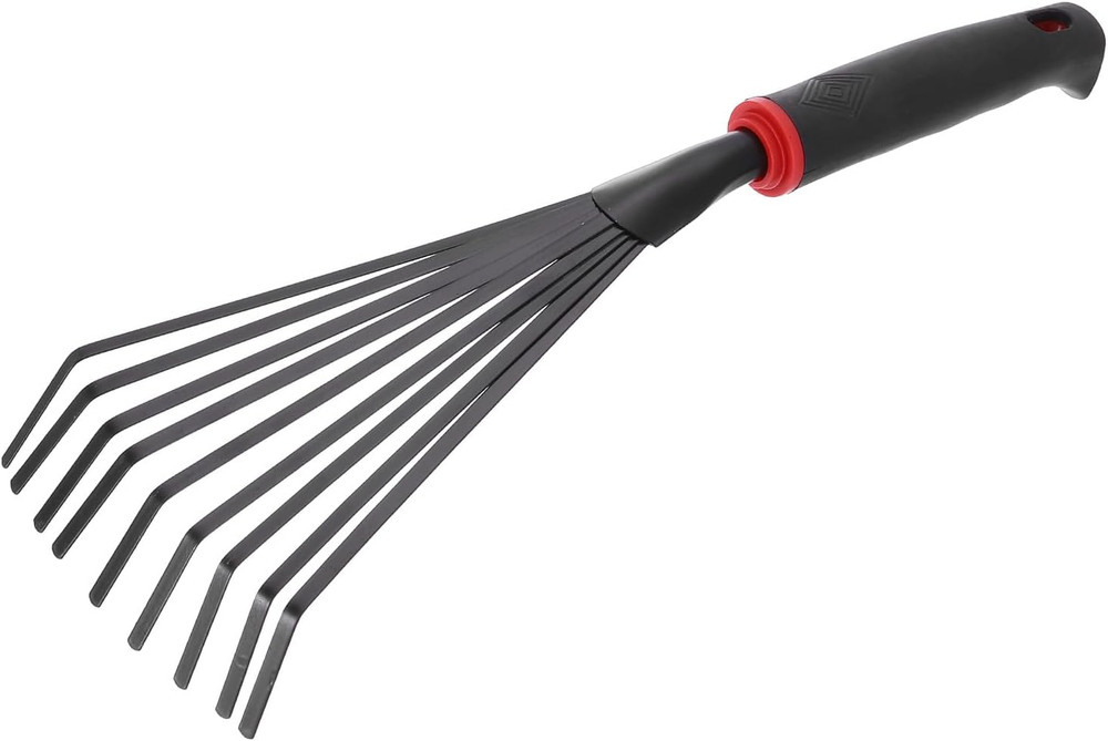 Gardening Leaf Rake 19" 9 Root Leaf Rake Soil Tiller Grass Rake with Ergonomic H