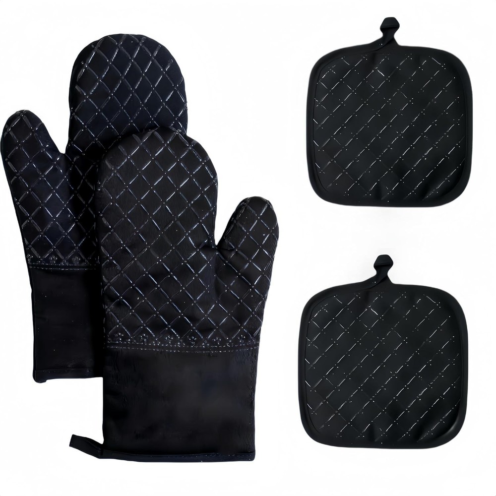 Oven Mitts & Pan Racks 4-Piece Set Extended Kitchen Oven Mitts & Pan Racks Heat