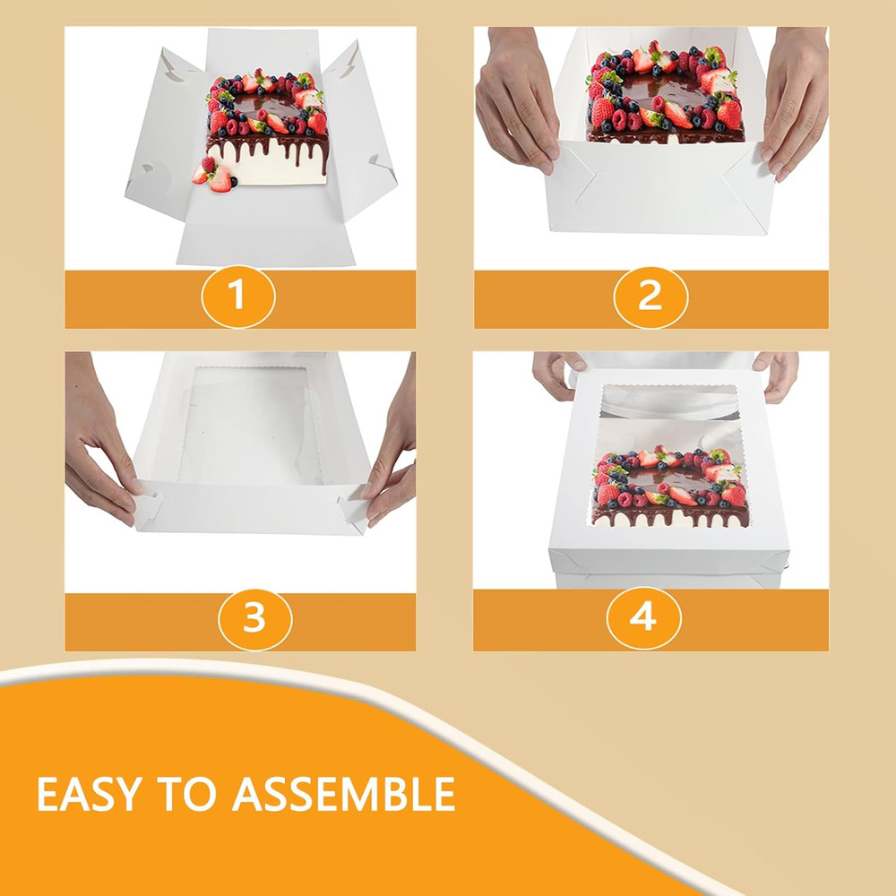 6-Pack White Bakery Boxes with Window for Cakes, Cupcakes, and Pastries