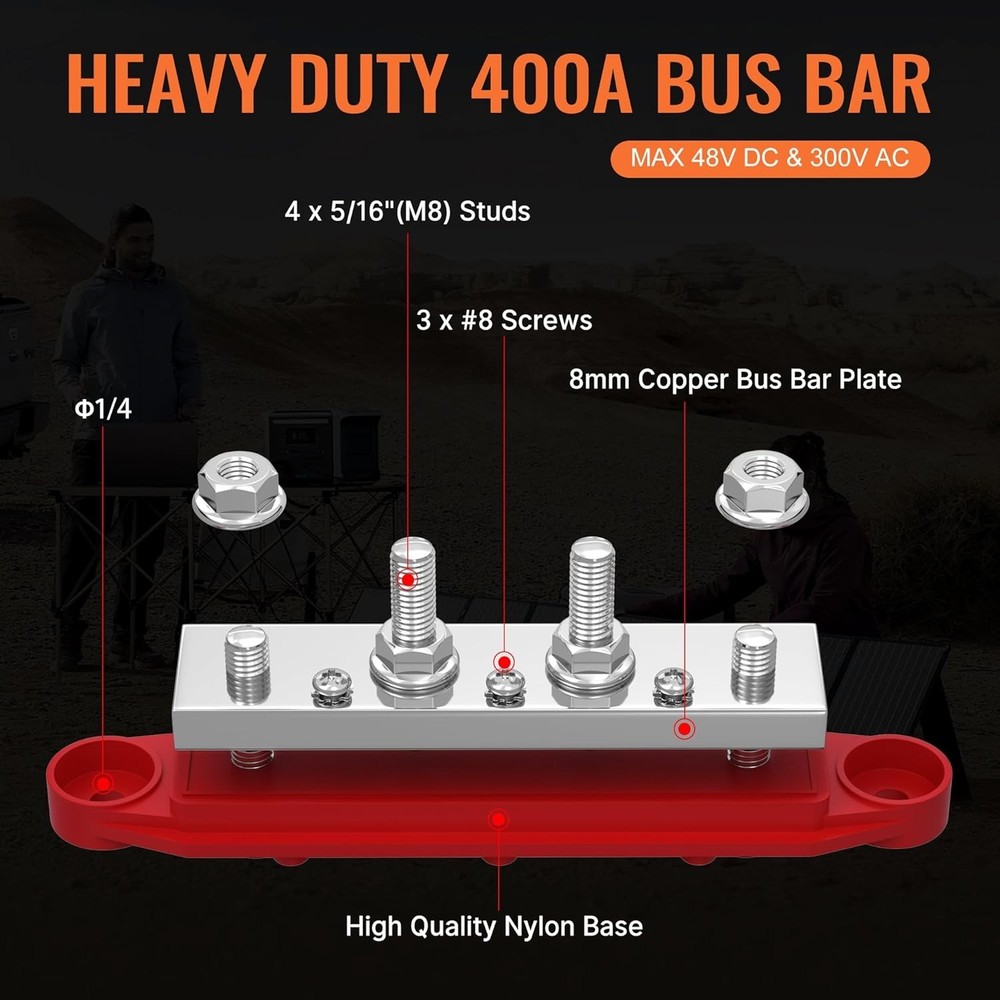 12V Battery Bus Bar 400A with Protective Cover for Safe Power Management