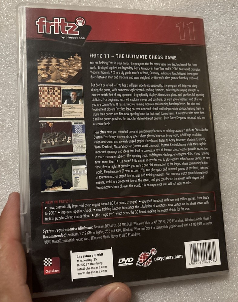chess Fritz 11 chessbase Computer world Champion DVD software program