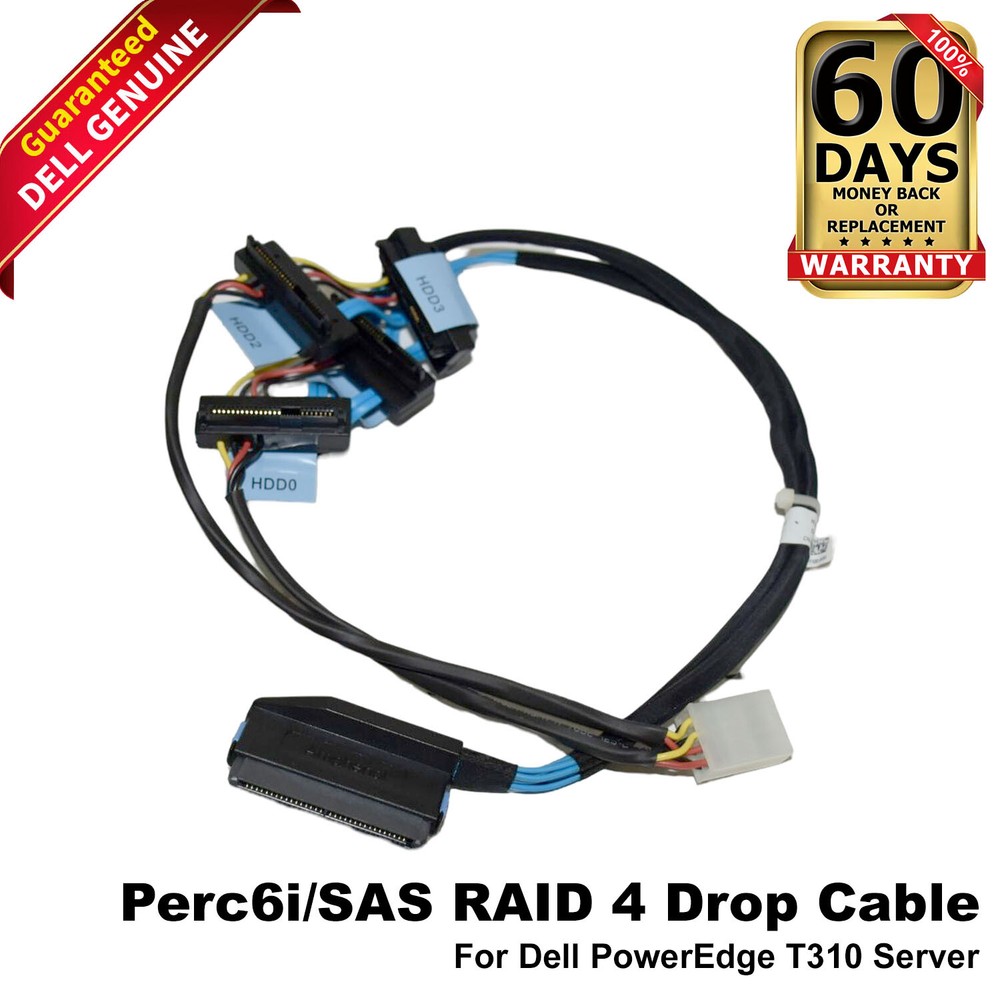 Dell PowerEdge T310 Server Perc6i/SAS RAID 4 Drop Cable - D385M