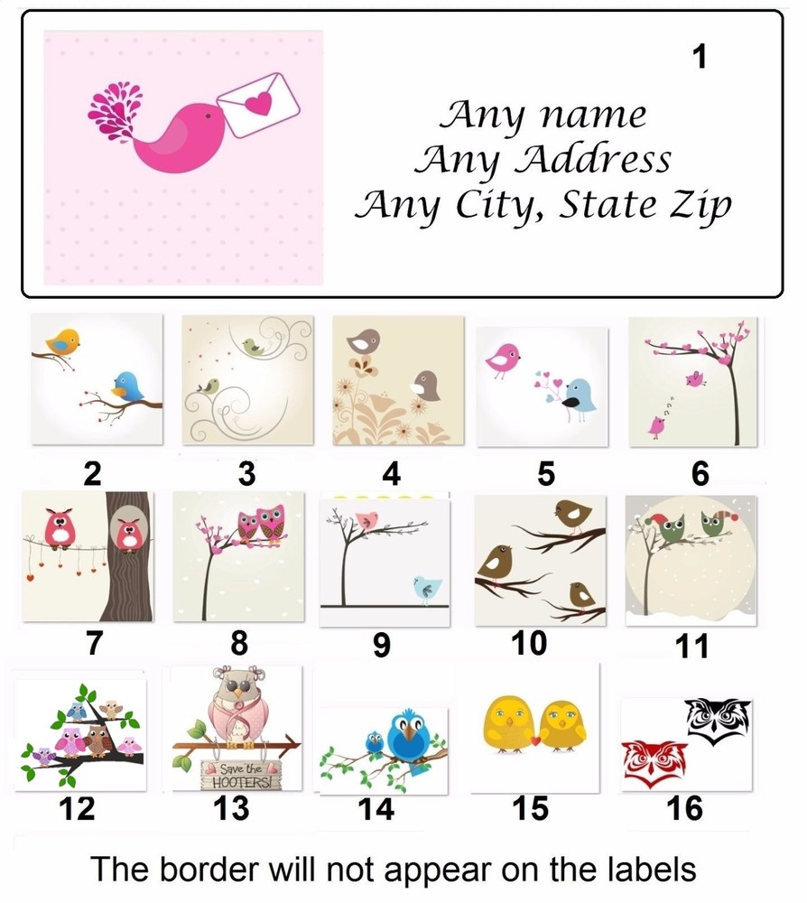 30 Personalized Address Labels Owls Birds (OB4)