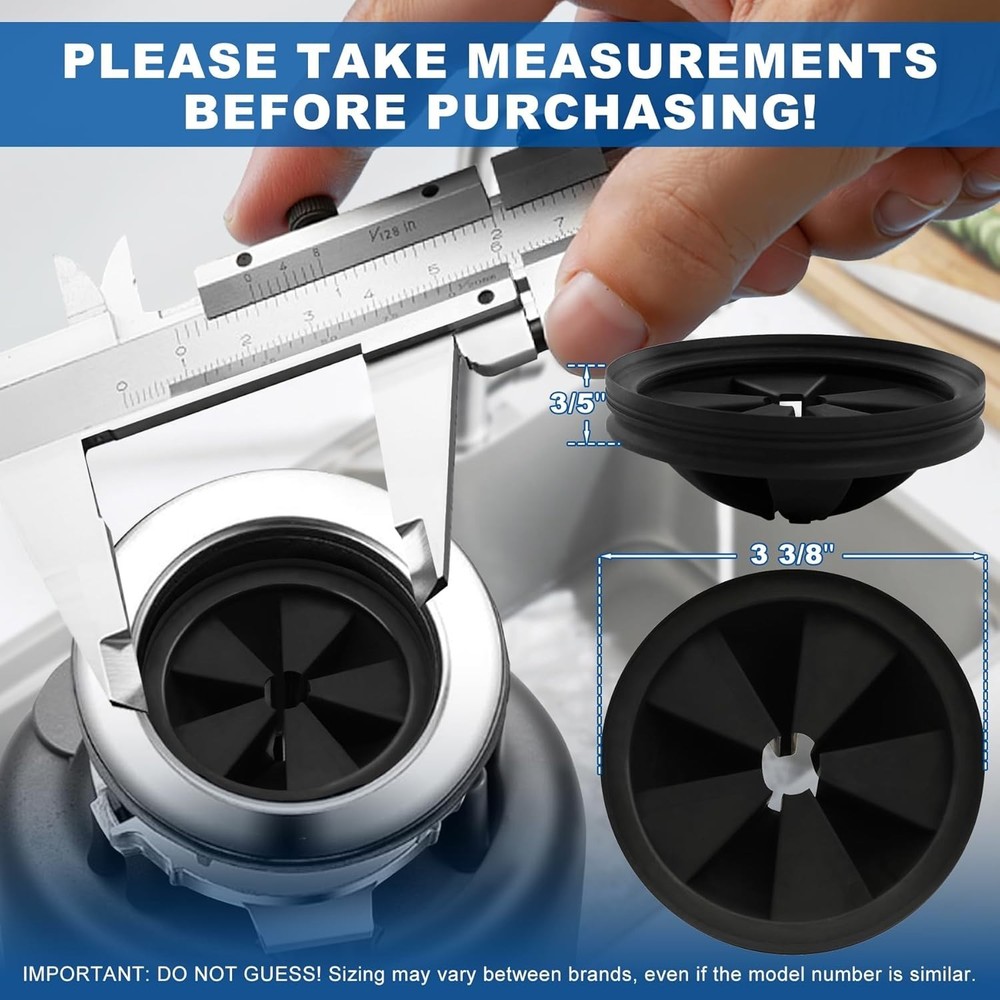 Durable 3-3/8 Inch Garbage Disposal Splash Guard - 2 Pack of Rubber Collars