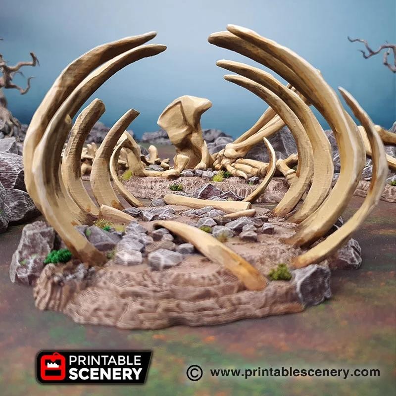 Dragon Graveyard Terrain, Scatter Terrain, Dungeon Master, Bone, (32mm)