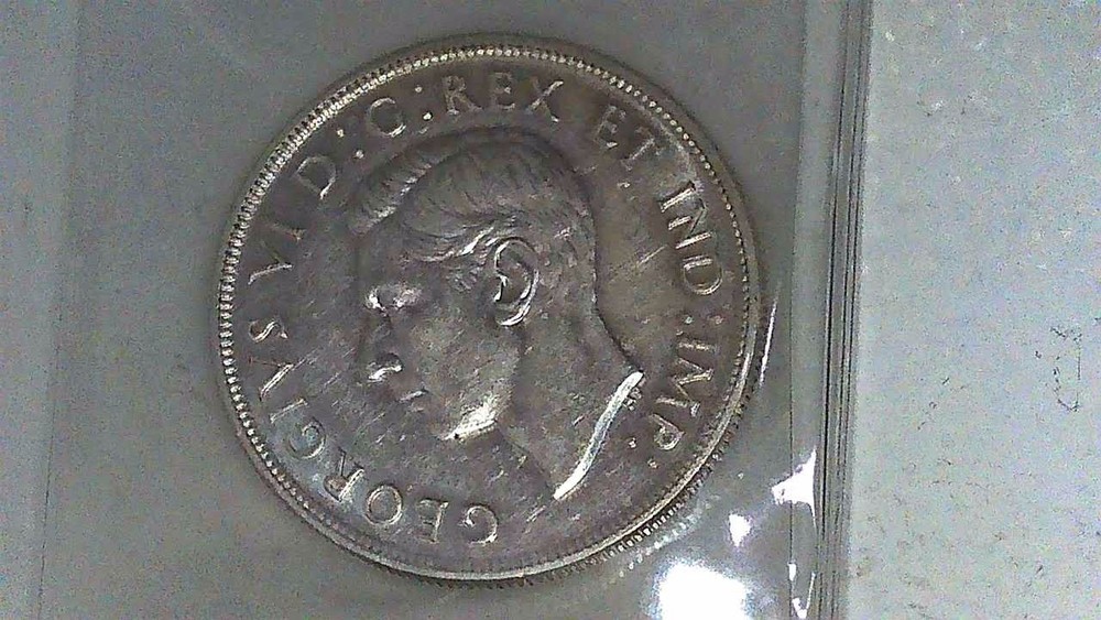 1947 P7, Dot, ICCS EF40 Canada Silver Dollar Low Pop.