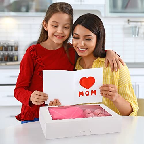 20-Pack Bakery Boxes with Window 12" x 8" x 2.5" Large White Cookie Boxes Aut...