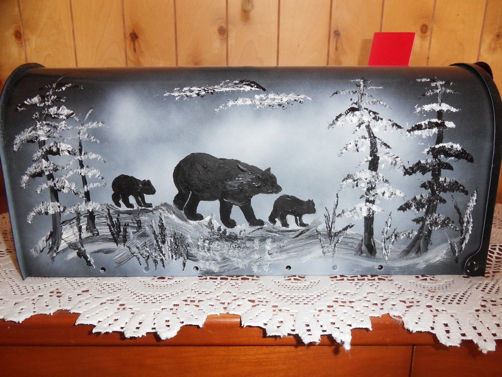 bear bears hand painted Mailbox USPS standard size