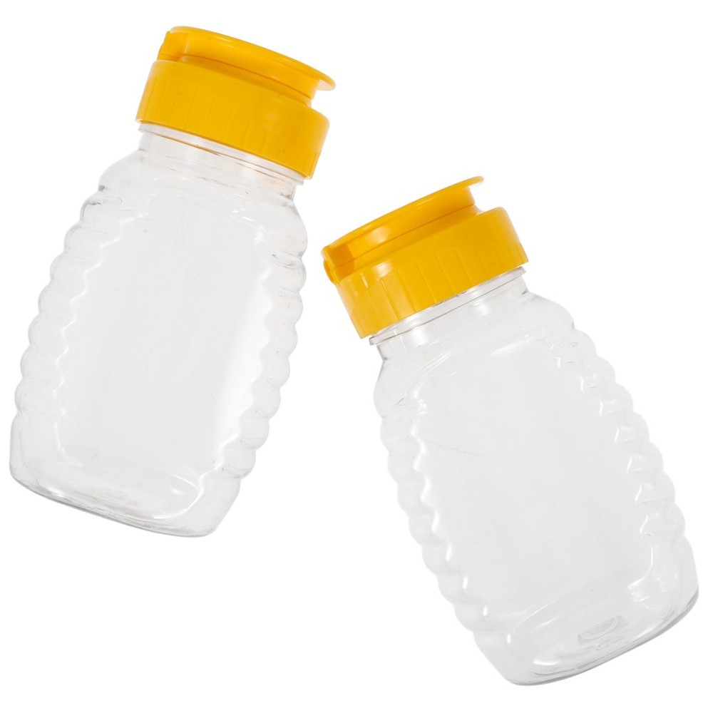 2Pcs Transparent Condiment Bottles Squeeze Honey Dispenser Containers