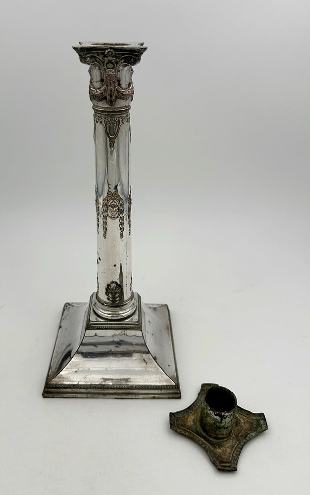 GEORGE III COLUMN CANDLESTICK OLD SHEFFIELD PLATE c1780