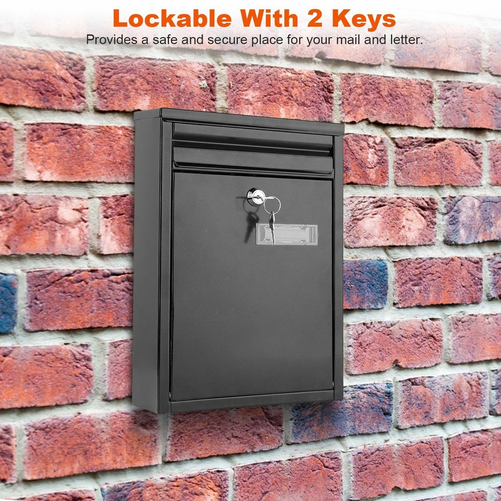 Locking Mailboxes Wall Mounted Key Lock Drop Mail Box Steel Rust-proof Post Box
