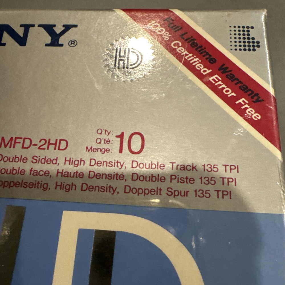 Sony MFD 2HD Double Sided - 3.5” 90mm Micro 10 Floppy Disk Pack - New