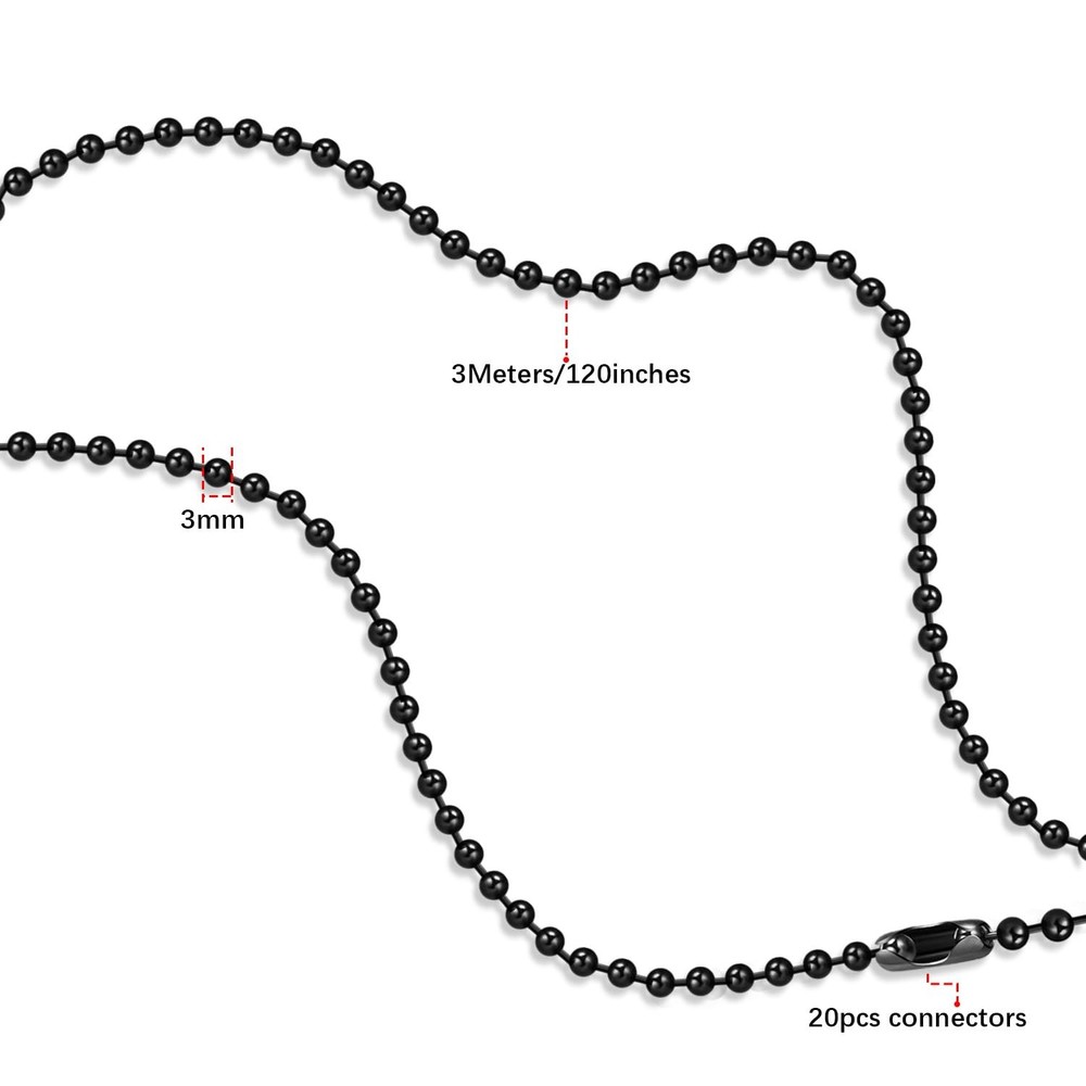 Dotlite Black Ceiling Fan Pull Chain, 120" Extra Long Rust Proof 3mm