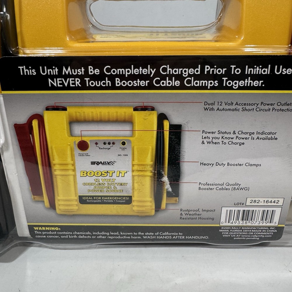 Rally Boost It 12 Volt Cordless Battery Jumper & Power Source #7399