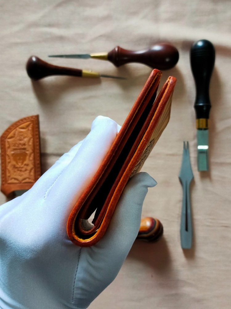 "Praying Hand" Leather Craving Unisex Wallet ||| 100% Handmade