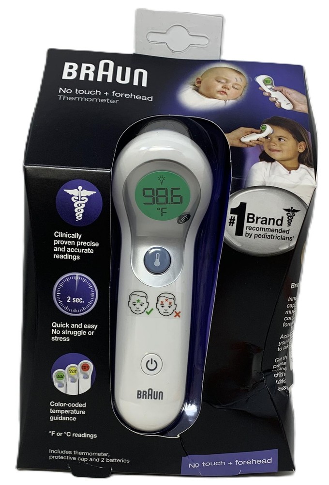 Braun NTF3000us No Touch Forehead Thermometer Color Code Temp Guidance Multi-Use