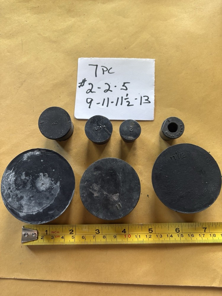 7 Pc Assorted RUBBER LABORATORY STOPPER Black Rubber Bung Cap for Lab Glass