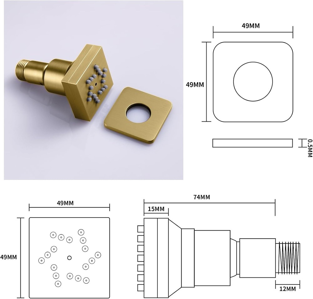 Brushed Gold 6PCS Dual Function Solid Brass Body Spray Shower Jets Massagers