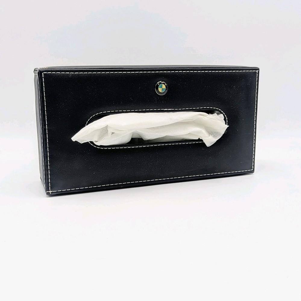 BMW Vintage Tissue Box Holder Cover Rectangular Black 10"