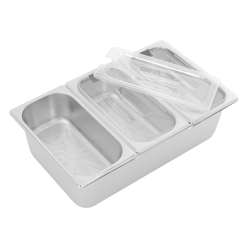 Three-compartment Fruit Pan, Fruit Pan with Acrylic Lids Water-filtering Gaskets