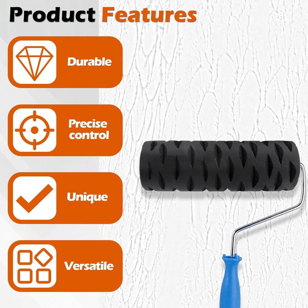 Tree Bark Pattern Drywall Texture Roller, 9-Inch, Paint Roller for Walls and Cei