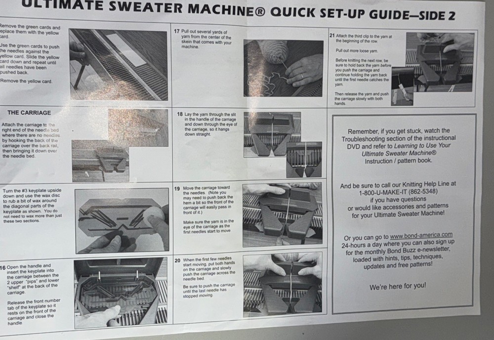 Ultimate Sweater Machine& Row Counter& Extension Kit Instructions GUC