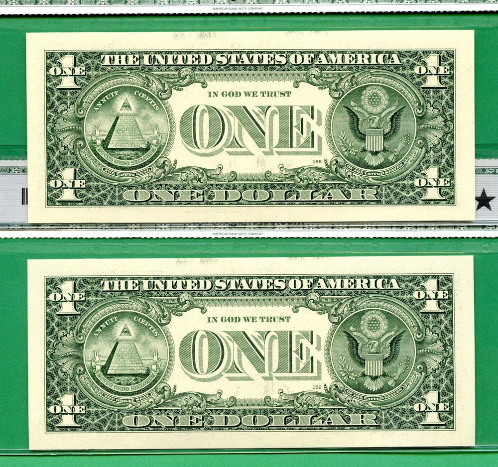 ERROR - 4 CONSECUTIVE MINOR OVERINKING DISTRICT SEALS - 2006 $1 FRN - ALL GEM 67