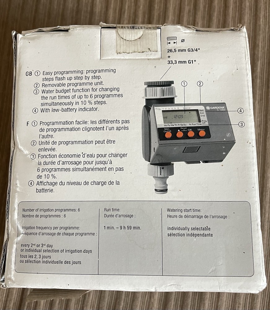 GARDENA COMFORT C-1060 PROGRAMMABLE WATER COMPUTER SPRINKLER IRRIGATION TIMER