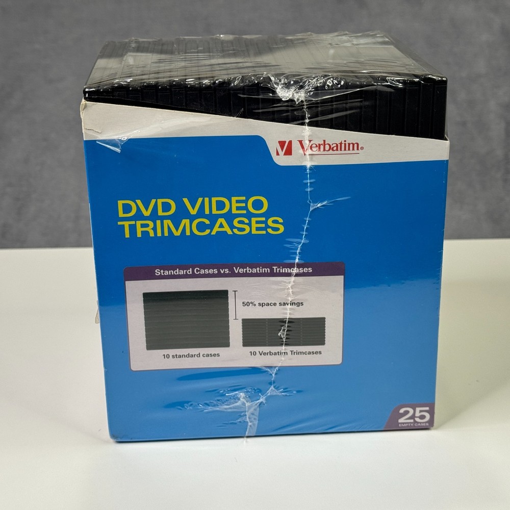 DVD Cases Slim 25 Pack Disc Storage Plastic Hard Shell Sealed Verbatim Trimcases