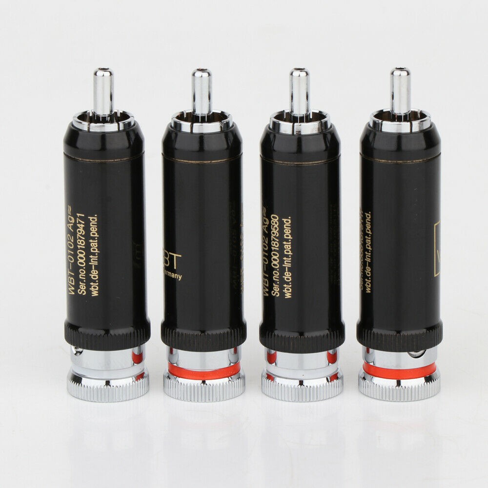 4*Rhodium Plated WBT-0102 RCA Plug Connector Terminal Socket Interconnect Cable