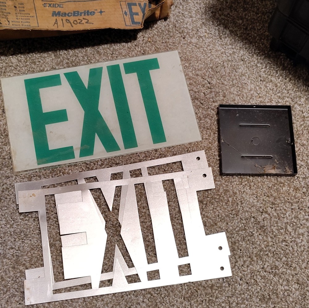 Exide MacBrite E 500 Exit Sign A19022 Universal Mount Incandescent Metal Plastic