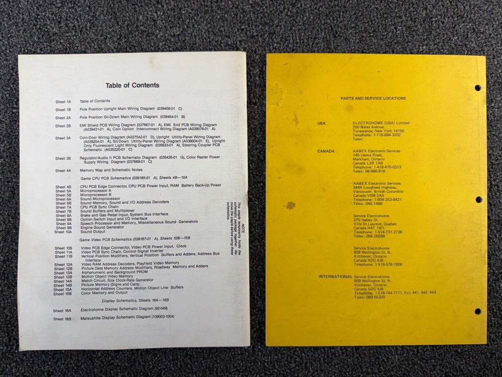 Atari Pole Position Arcade Video Game Manual Schematics ORIGINAL