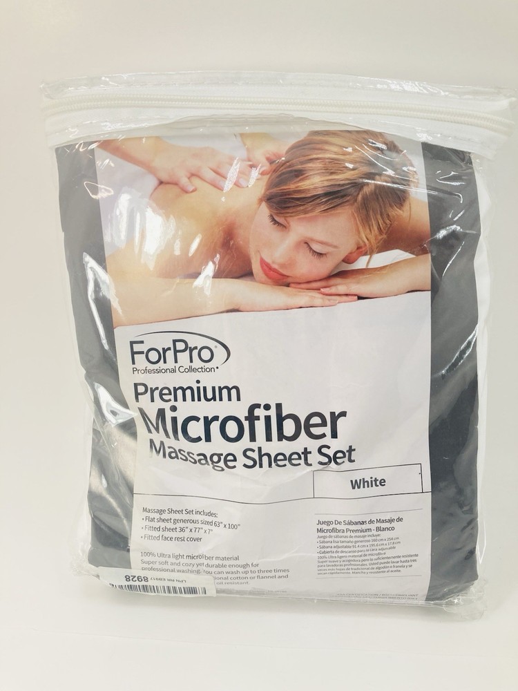 ForPro Premium Microfiber Massage Sheet Set – 3-Piece – White (Open Box)