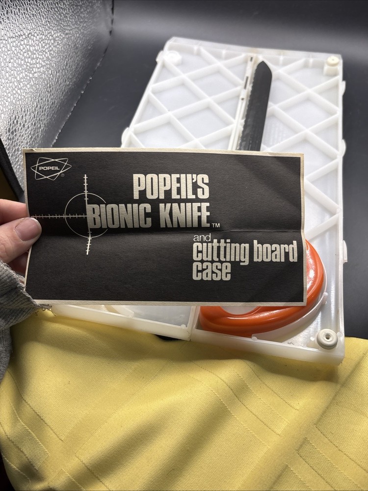 Vintage Popeil's Bionic Knife 8" Blade Cutting Board Case Set