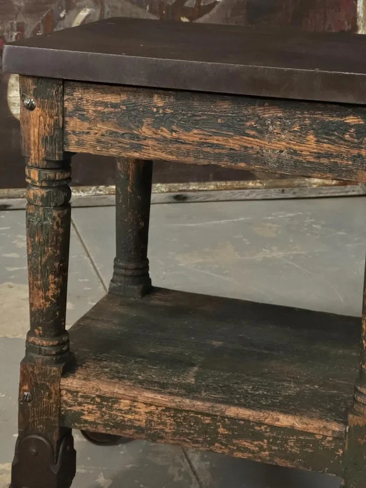 Antique Turtle Table On Casters