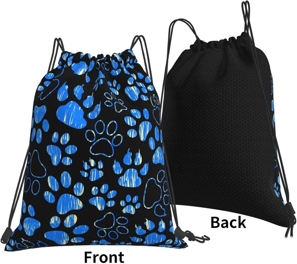Paw Print Drawstring Gym Bag Backpack Foldable One Size, Dog