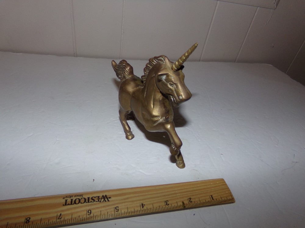 unicorn figure brass solid very nice piece